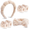 VELSCRUN 6 Pack Spa Headband Makeup Headband Face Wash Headbands Skincare Headbands Brown Sponge Hair Band Bow Tie Spa H
