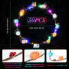 Syhood Valentines Day Gifts 50 Pcs LED Flower Crowns Headbands Light up Flower Crowns for Women Glow in the Dark Headban