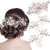 Yeshone 5 Pieces Wedding Hair Comb Bridal Pins Crystal Pearl Wedding Hair Accessories Rhinestone Flower Piece for Bride