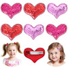 Whaline 12Pcs Valentine Glitter Sequin Heart Hairpins for Girls Sparkly Hair Grips Accessories Red Rose Red Pink for Gir