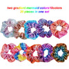 Tatuo 30 Pieces Galentines Day Rainbow Metallic Scrunchies for Girls Large Shiny Colorful Elastic Hair Ties and Neon Rop