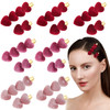 Syhood 24 Pieces Heart Hair Clips Valentines Day Hair Accessories Lovely Velvet Heart Clips Solid Hairpin Hair Clips for