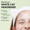 I DEW CARE Face Wash Headband White Cat Adorable Design Perfect for Washing Cleansing Makeup and Spa Bath Skincare Quick