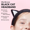 I DEW CARE Face Wash Headband Black Cat Adorable Design Perfect for Washing Cleansing Makeup and Spa Bath Skincare Quick