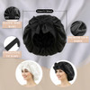 Black Satin Bonnet for Sleeping Women Curly Hair Large Silk Bonnet with Tie Band Satin Sleep Cap Men Silk Sleeping Night