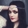 Yalice Boho Crescent Moon Head Chain Vintage Black Crystal Headband Chain Rhinestone Headpieces Witchy Forehead Chain fo