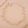 Teyglen Leaf Pearls Long Headband Hair Vine Handmade Bridal Leaves Headband Wedding Hair Accessories for Brides Hair Pie