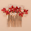 Teyglen Womens Dainty Silver Gold Rhinestones Hair Comb Luxurious Hair Accessories with Shiny Red Blue Rhinestones Brida