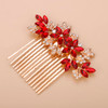 Teyglen Womens Dainty Silver Gold Rhinestones Hair Comb Luxurious Hair Accessories with Shiny Red Blue Rhinestones Brida