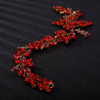 Teyglen Rhinestones Pearls Crystal Bridal Headband Hair Vine Handmade Headpieces for Brides and Women Red