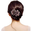 4 Pack of Fancy Crystal Rhinestone Double Flower Duckbill Clip Luxury Blingbling Gems Hair Clips for Women Thick Hair De