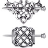 WILLBOND 2 Pieces Viking Celtic Hair Clips Hairpins Viking Silver Hairs Stick Celtic Knot Jewelry Hair Clips for Ladies