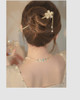 Chinese Metal Flower Pearl Chopsticks Hair Clip Chignon Pin Hair Decor Hairpin Hair Stick for Women and Girls White Flor