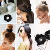 Scrunchies Black Satin Silk Hair Ties Women Hair Bands Scrunchy For Thick Curl Hair No Crease Hair Accessories Soft Pony