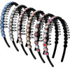 Hoteam 6 Pcs Headband with Teeth for Women non Slip Beaded Hair Band for Women and Girls Crystal Headbands Hair Accessor