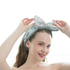 UDeBe 2PCS Towel Headbands for Women Lace Bowtie Headband for Washing Face Makeup Spa Headband Bamboo Fiber Shower Headb