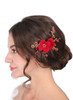 Sither Red Hair Clip for Bridal Floral Hair Comb for Women Wedding Hair Accessories for Bride Hair Clip Headpiece for We