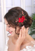 Sither Red Hair Clip for Bridal Floral Hair Comb for Women Wedding Hair Accessories for Bride Hair Clip Headpiece for We