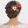 Campsis Wedding Flower Hair Pins Bride Red Floral Hair Piece Artificial Hair Accessorries Engagement Prom Party Beach Ph