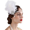 SWEETV 1920s Feather Headpiece Ivory Womens Ostrich Feather Crystal Headband Great Gatsby Hair Accessories for Women Rib