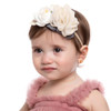 Wiwpar Flower Crown Headband Gauze Headwear Elastic Adjustable Head Piece Girls Hairbands for Toddler and Childrens Whit