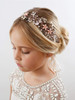 SWEETV Flower Girl Headband for Wedding Babys Breath Hair Piece Rose Gold Headpiece for Birthday Party Photography