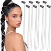 8 Pieces Long Rhinestone Hair ChainsPunk Tassel Hair Clips Bling Crystal Hair Extension 20 Inch Head Chain Silver Decora
