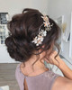 SWEETV Gold Bridal Headpieces for Bride Flower Wedding Headband Hair Vine Crystal Hair Pieces for Women