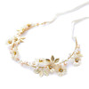Bridal Hair Vines Crystal Pearls Flower Wedding Hair Accessories Evening Party Tiara Headpiece for Bridesmaid and Flower