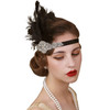 SWEETV 1920s Headpiece Flapper Headband Rhinestone Feather Great Gatsby Headpiece Hair Accessories for Women Black
