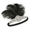 SWEETV 1920s Headpiece Flapper Headband Rhinestone Feather Great Gatsby Headpiece Hair Accessories for Women Black