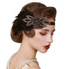 SWEETV 1920s Flapper Feather Headband 20s Sequined Showgirl Headpiece Gatsby Hair Accessories for Women Black