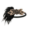 SWEETV 1920s Flapper Feather Headband 20s Sequined Showgirl Headpiece Gatsby Hair Accessories for Women Black