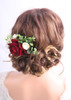Kercisbeauty Red Floral Hair Clip Burgundy Wedding Hair Comb Headband for Brides Garden Wedding Bridal Bridesmaide Headp