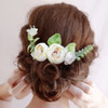 Fangsen Silver Wedding White Rose Hair Comb Floral Bridal Hair Accessory for Women and Girls