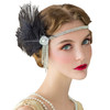SWEETV Flapper Headbands Womens 1920s Headpiece Great Gatsby Inspired Feather Headband Cocktail Party Rhinestone Hair Ac