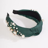 Wiwpar Pearl Knotted Headbands for Women Fashion Wide Pearl Bead Headband Head Bands Boho Hair Accessories Green