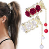 HINZIC 2pcs High Ponytail Hair Claw Clips 2inch Rose Crystal Rhinestone Hair Clips Vintage Barrettes Cuff Chinese Hair A
