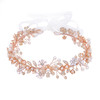 Ammei Headpiece Wedding Headband Tiara Flower Leaves Design Hair Vine With Pearls And Rhinestones Rose Gold