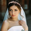 Ammei Headpiece Wedding Headband Tiara Flower Leaves Design Hair Vine With Pearls And Rhinestones Rose Gold