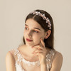 Ammei Headpiece Wedding Headband Tiara Flower Leaves Design Hair Vine With Pearls And Rhinestones Rose Gold