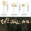 8PCS Gold Leaf Wedding Hair Pins Bridal Headpiece with Pearls Crystal Wedding Hair Styling Pins Vintage Hair Accessories