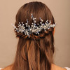 YERTTER 3pcs Wedding Light Blue Hair Pins Set Updo Rhinestone Crystal Rhinestone Hair Clip Bun Head Pieces for Bride Bri