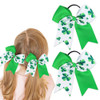 Clover Shamrock Hair Bows for Girls St Patricks Day Hair Accessories Big Bows for Hair Ties Rope Scrunchies Green Cheer