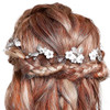Campsis Wedding Bridal Flower Hair Vines Silver Rhinestone Handmade Hair Piece Crystal Leaf Hair Accessories Porm Birthd