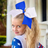 8 Large Cheer Bows Ponytail Holder 12PCS Girls Elastic Hair Ties Navy White Accessories for women youth toddler football