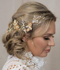 Kercisbeauty Gold Flower Leaf Vintage Headband Rhinestones Pearl Hair Vine Bridal Tiara Rustic Wedding Headpiece for Bri
