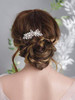 Kercisbeauty Wedding Bridal Bridesmaids Flower Girl Rhinestone Crystal Leaf Rose Gold Hair Comb Slide for PromBun Hair A