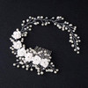 Kercisbeauty Wedding Bridal Pearl White Rose Flower Silver Headband Hair Comb Headpiece for Prom Rustic Wedding Vintage