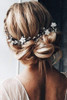 Kercisbeauty White Flower Hair Vine Wedding Bridal Headpiece Pearl Crystal Headband Women Special Occasion Jewelry Silve